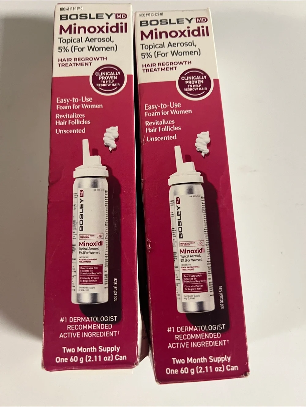 Bosley MD Minoxidil 5% Topical Aerosol Foam for Women - Pink/White